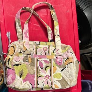 Vera Bradley Pink and Green Floral Shoulder Bag